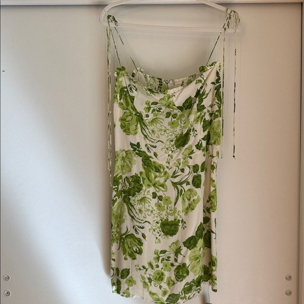 Reformation Louelle Dress Rialto White & Green Floral NWT Summer Dress Size 12 - Picture 4 of 8
